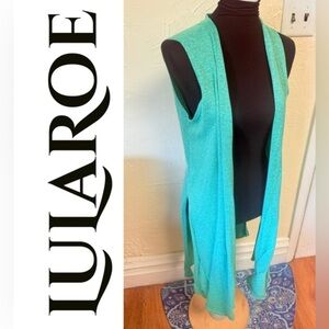 LuLaRoe Aqua Open Front Joy Cardigan Vest -M-